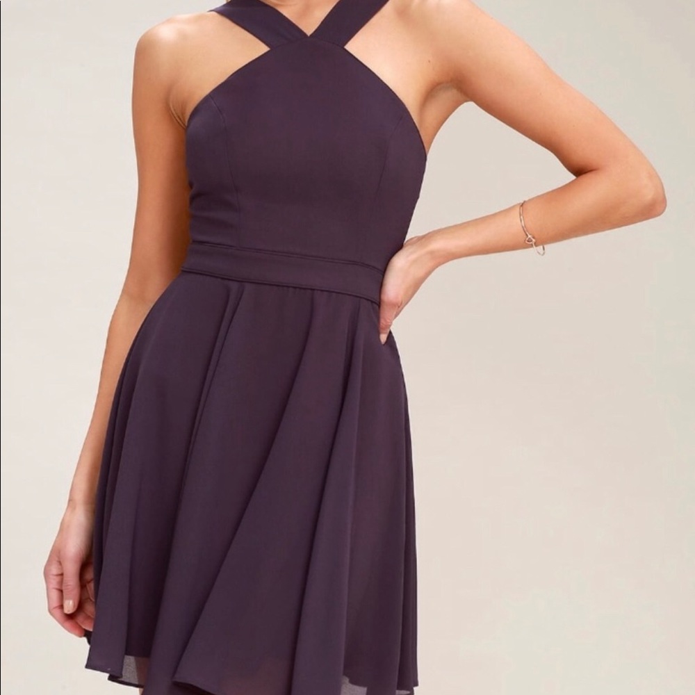 Lulus Dusty Purple Halter mini dress